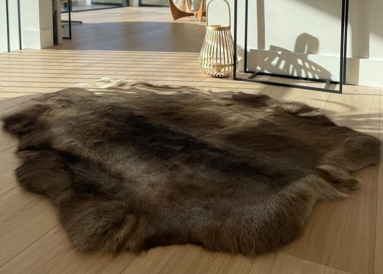 reindeer hide on floor