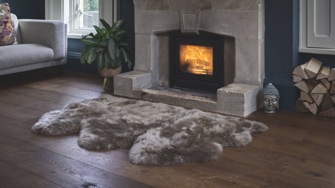 Oversize Taupe Sheepskin Rug – Extra Large Nordic Hide for Luxurious Interiors