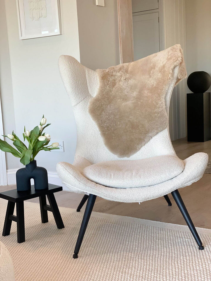 Oyster Short Wool Sheepskin Throw