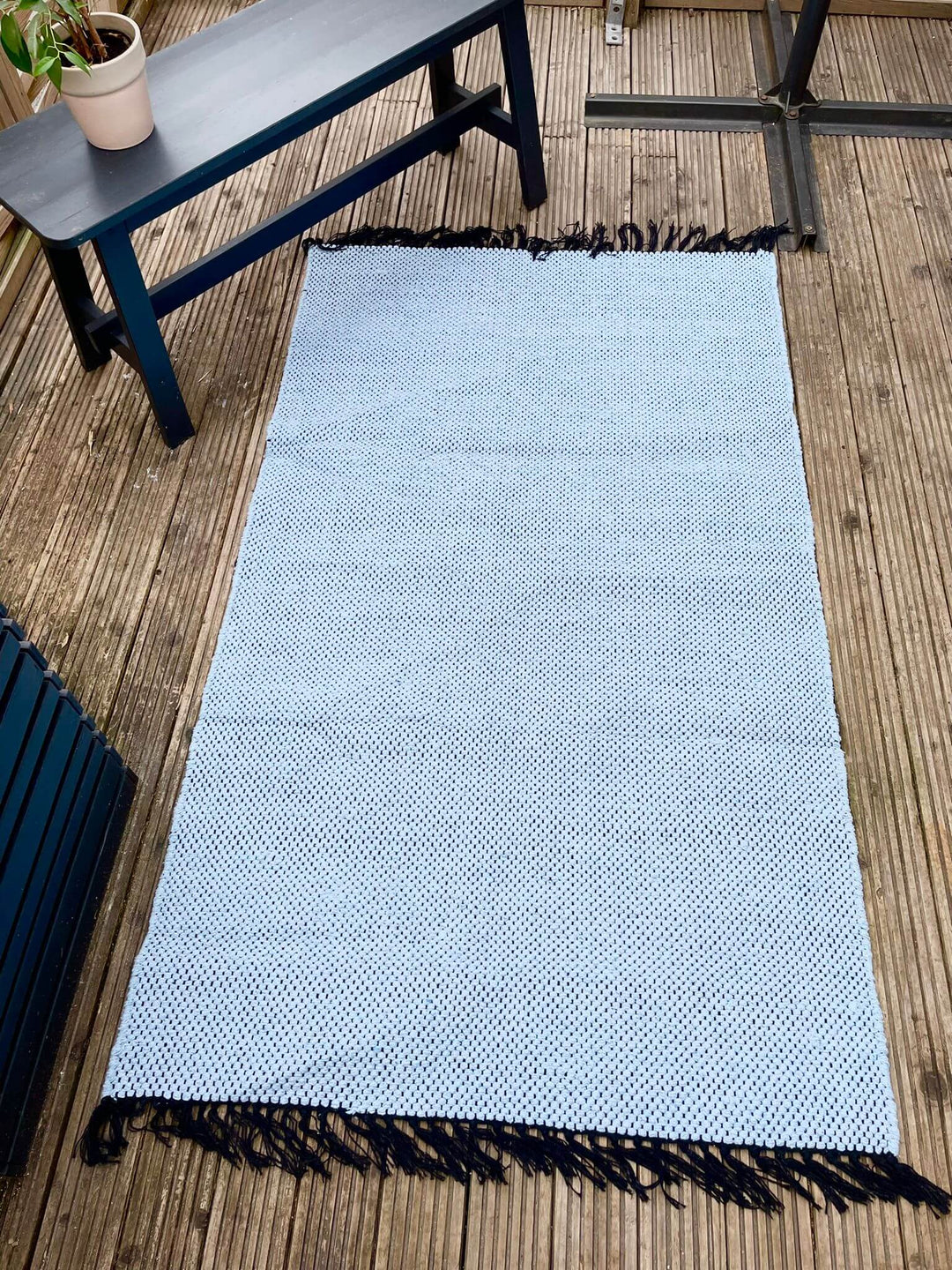 Pale Blue Handwoven Outdoor Rug