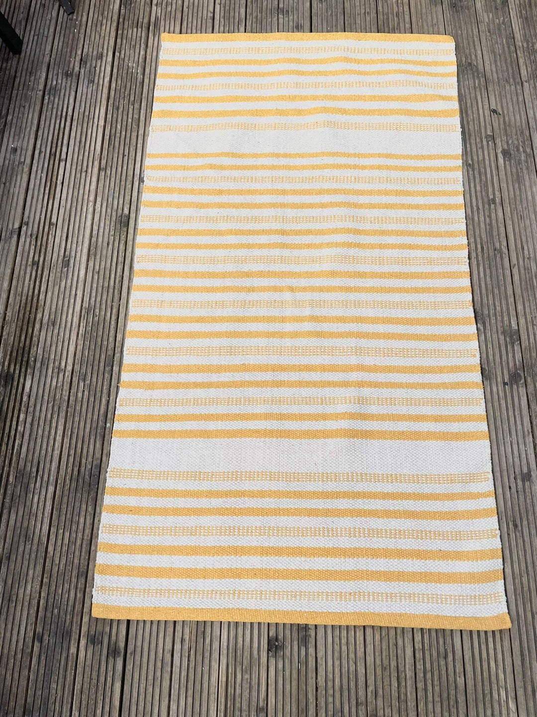 Striped Garden Patio Rug Blue/ Yellow/ Green