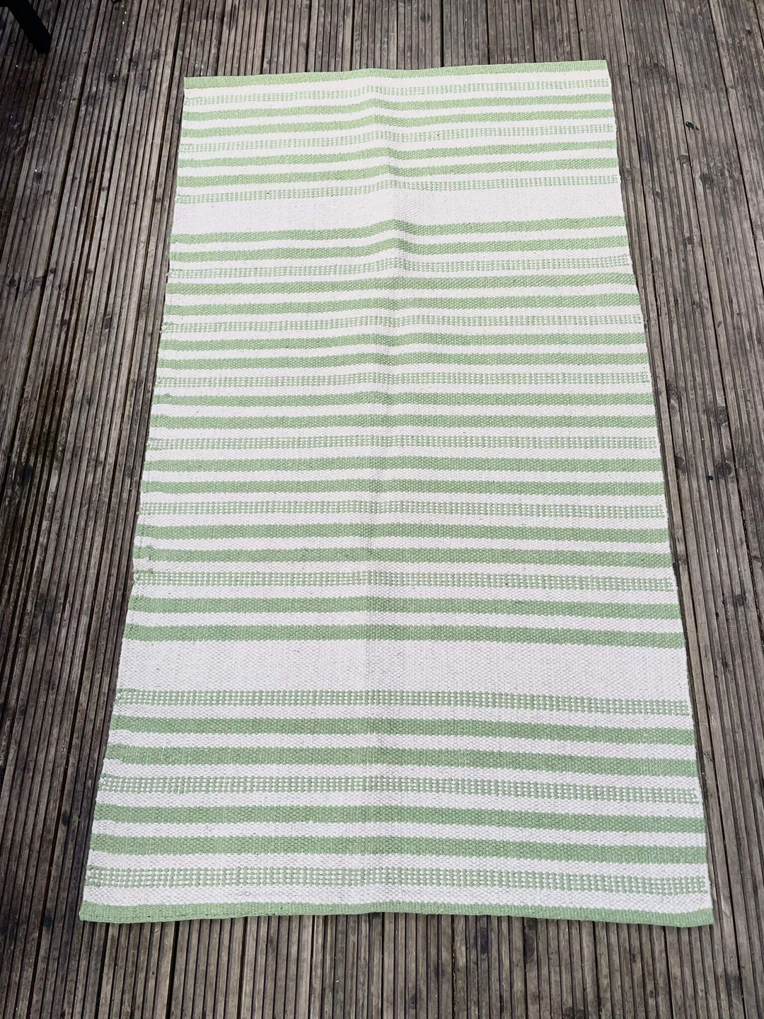 Striped Garden Patio Rug Blue/ Yellow/ Green