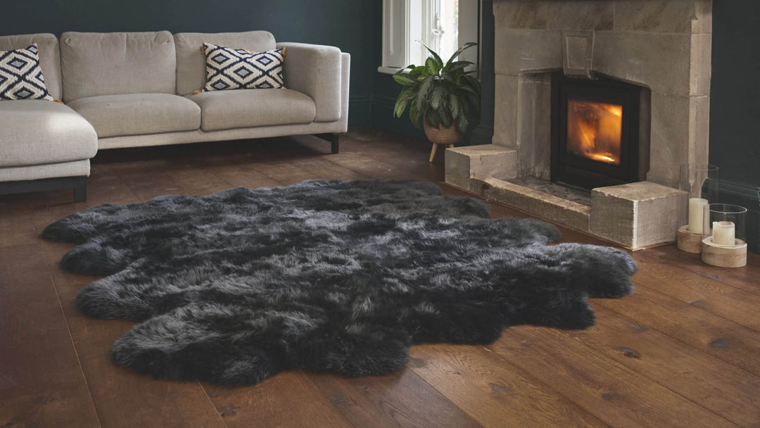 Oversize Black Sheepskin Rugs