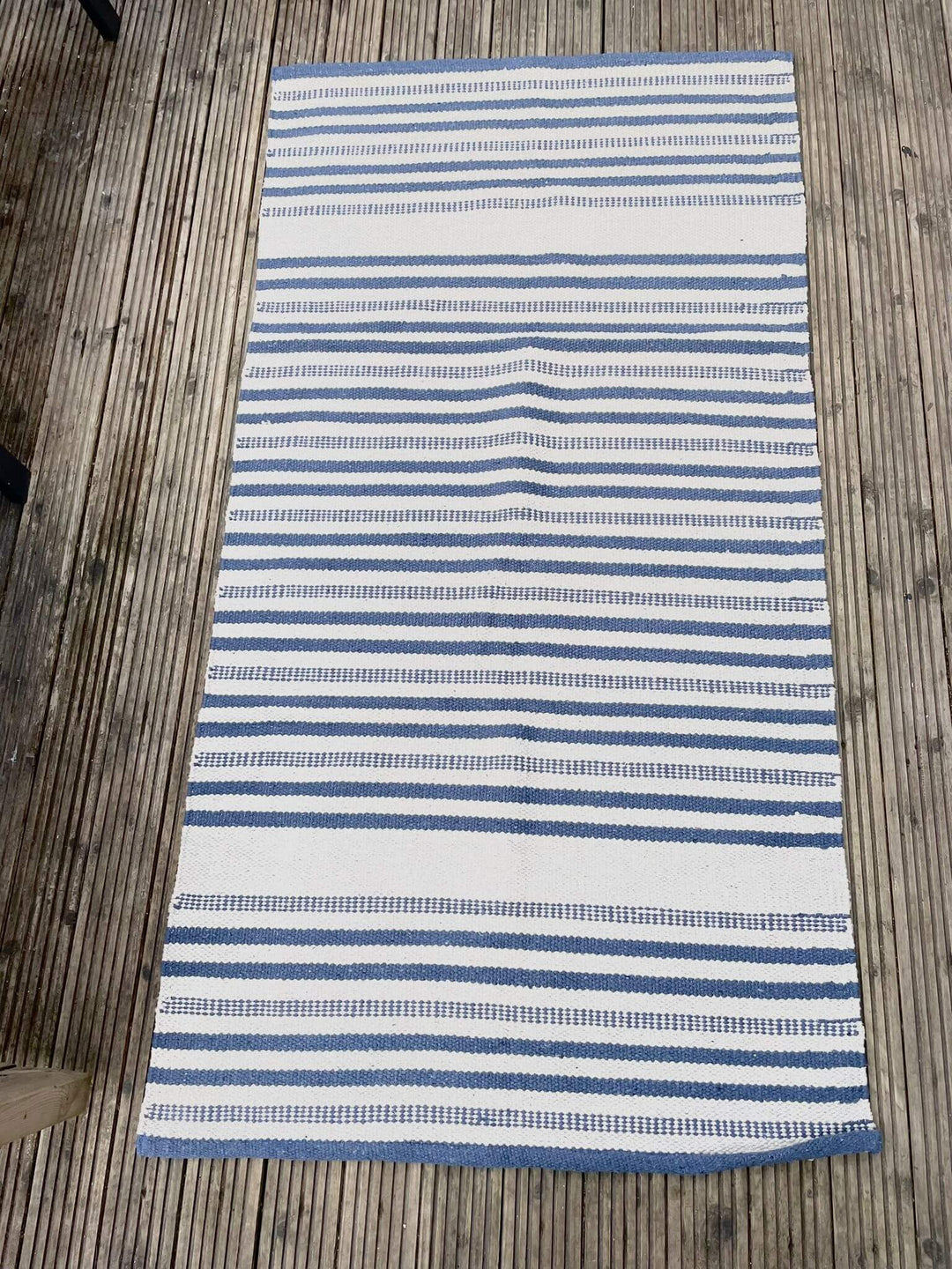 Striped Garden Patio Rug Blue/ Yellow/ Green