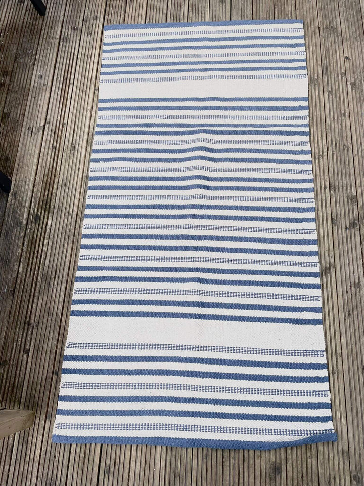 Striped Garden Patio Rug Blue/ Yellow/ Green