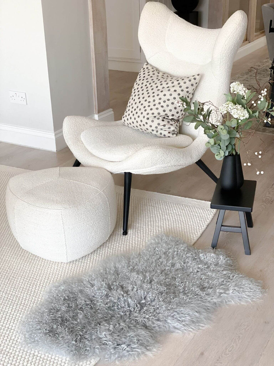 Tibetan Sheepskin Rug Silver Grey