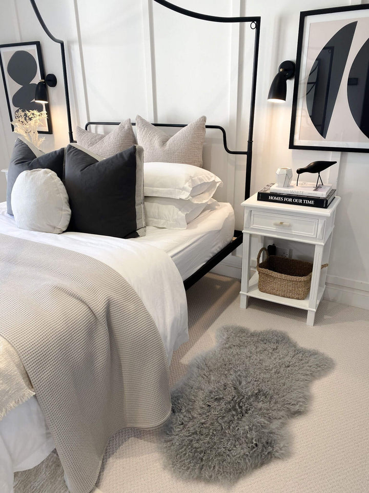 Tibetan Sheepskin Rug Silver Grey