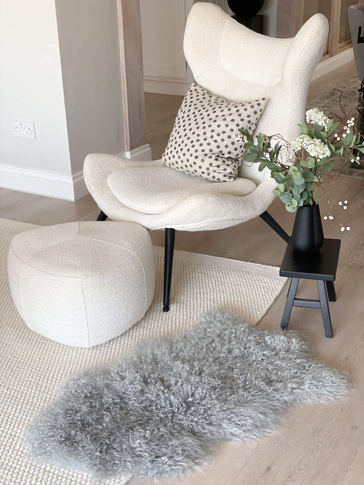 Tibetan Sheepskin Rug Silver Grey
